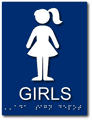 Girls Restroom Bathroom Braille ADA Signs - 6" x 8" thumbnail