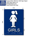 Girls Restroom Bathroom Braille ADA Signs - 6" x 8" thumbnail