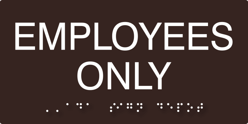Employees Only Schild Zweisprachig (Englisch/Spanisch) – ADA-konform Mit Braille, 20,3 X 10,2 Cm | Aus Acryl, Mit Klebeband Inklusive