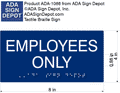 Employees Only Room Identification ADA Signs - 8" x 4" thumbnail