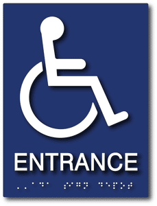 ADA-1070 Tactile Braille Wheelchair Entrance ADA Sign in Blue