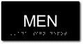 Mens Room Tactile Text with Braille ADA Signs - 6" x 3" thumbnail