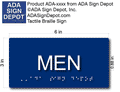 Mens Room Tactile Text with Braille ADA Signs - 6" x 3" thumbnail