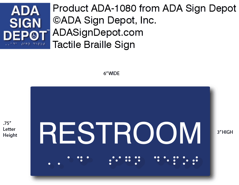 Restroom Sign with Tactile Text and Braille – ADA Sign Depot