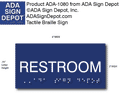 Restroom Sign with Tactile Text and Braille – ADA Sign Depot