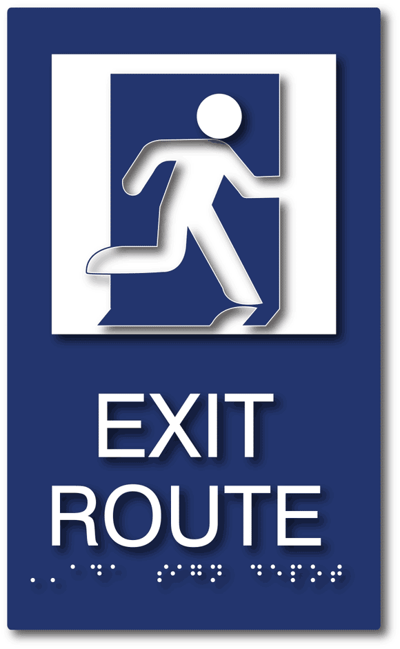 ADA-1098 Exit Route Sign with Running Person Symbol in Blue