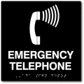 Emergency Telephone Sign with Tactile Text and Braille - 8" x 8" thumbnail
