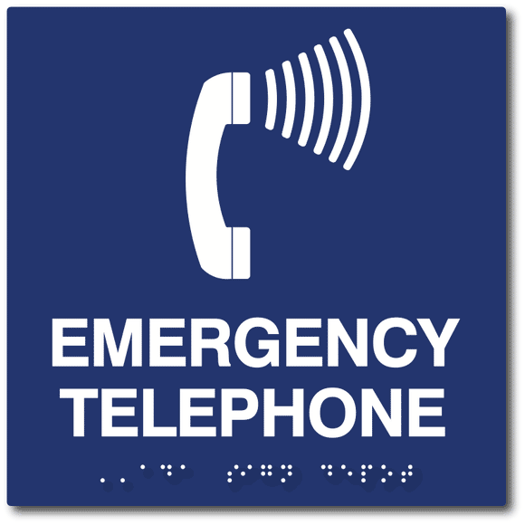 ADA-1101 ADA Compliant Emergency Telephone Sign with Tactile Text and Braille - Blue