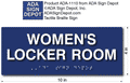 Womens Locker Room Braille Sign - 10" x 4" thumbnail