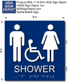 Wheelchair Accessible Unisex Shower Room Sign - 8" x 8" thumbnail