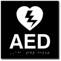 Automated External Defibrillator Sign with Braille - 8" X 8" thumbnail