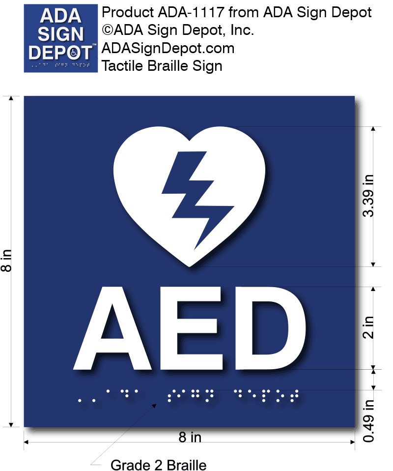 ADA Compliant AED Sign - Automated External Defibrillator Sign – ADA ...
