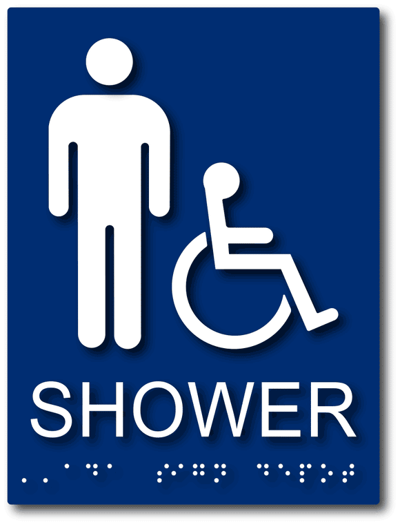 ADA-1119 ADA Compliant Wheelchair Accessible Mens Shower Room Sign - Blue