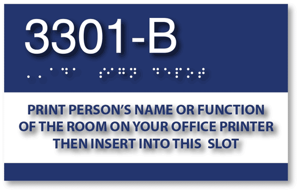 Room Name Sign with Name Insert Window - Custom ADA Compliant