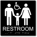 Family Wheelchair Accessible Restroom Braille ADA Signs - 8" x 8" thumbnail