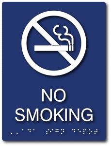 ADA-1134 No Smoking Sign with No Smoking Symbol, Letters and Braille - Blue