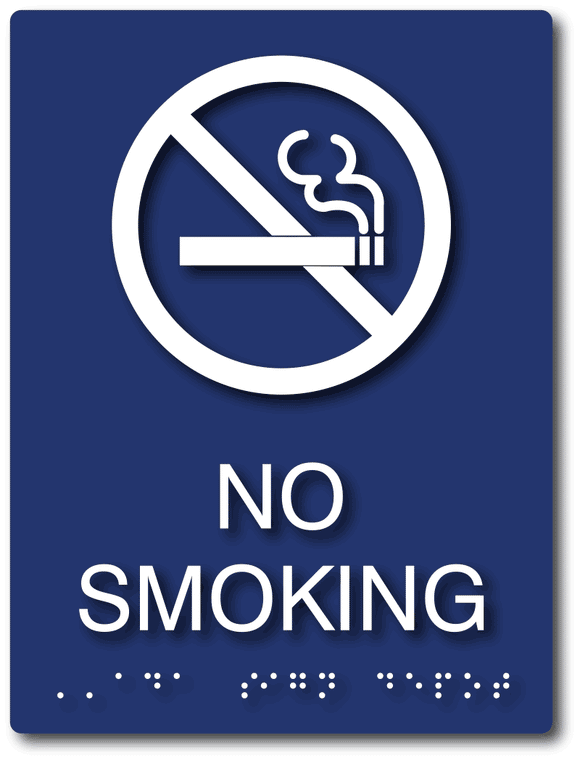ADA-1134 No Smoking Sign with No Smoking Symbol, Letters and Braille - Blue