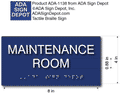 Maintenance Room Sign - 8x4 - ADA Compliant Tactile Braille Sign thumbnail