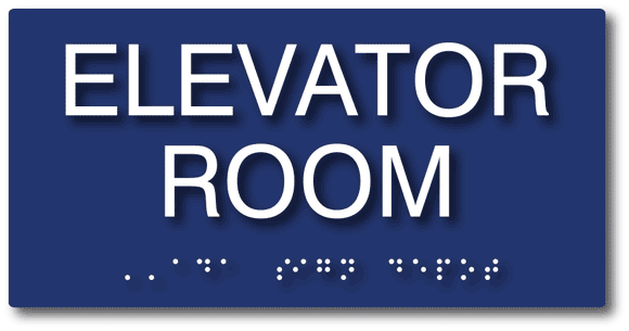 ADA-1140 ADA Compliant Elevator Room Sign with Tactile Letters and Braille - Blue