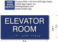 Elevator Room Sign - ADA Compliant Tactile Braille Sign - 8" x 4" thumbnail