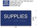 Supplies Room Sign - 8" x 4" - ADA Compliant Tactile Braille Sign thumbnail