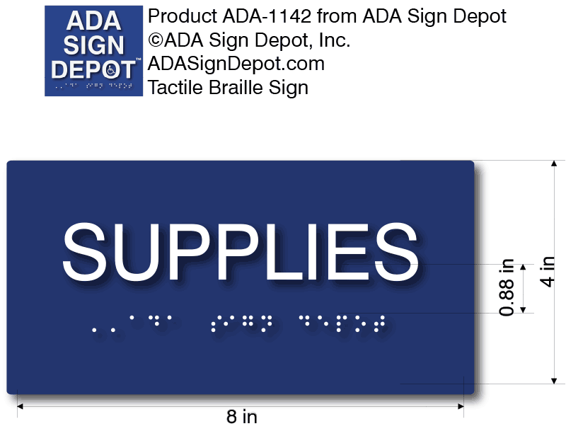 Supplies Room Sign - ADA Compliant Supply Room Sign with Braille