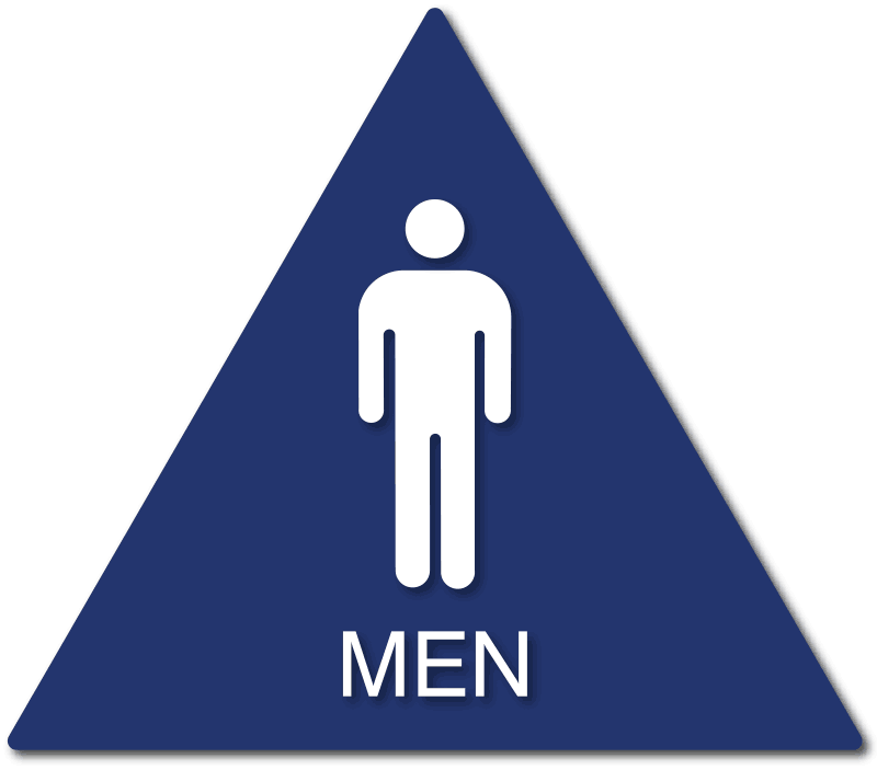 Men Only Bathroom Door Sign with Male Gender Symbol and Text – ADA