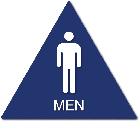 ADA-1145 Men Restroom Door Sign with Text in Blue