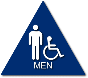 ADA-1146 Men's Wheelchair Access Restroom Door Sign with Text in Blue