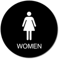 Women's Bathroom Door Sign with Tactile Text - 12" x 12" Circle thumbnail