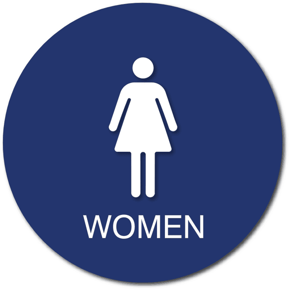 ADA-1147 Women's Restroom Door Sign with Text in Blue