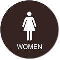 Women's Bathroom Door Sign with Tactile Text - 12" x 12" Circle thumbnail