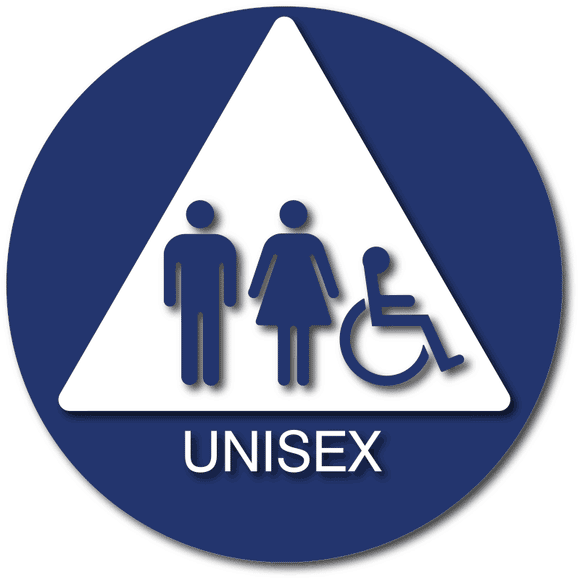 ADA-1150 Unisex Wheelchair Accessible Bathroom Door Sign - Blue
