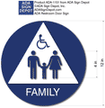 Unisex Family Wheelchair Bathroom Door Sign with Text - 12x12 thumbnail