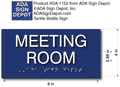 Meeting Room Sign - 8" x 4" - ADA Compliant Tactile Braille Sign thumbnail
