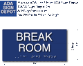 Break Room Sign - 8" x 4" - ADA Compliant Tactile Braille Sign thumbnail