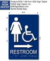 Womens Accessible Restroom ADA Signs with Arrow - 6" x 9" thumbnail