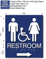 Unisex Wheelchair Accessible Restroom ADA Signs with Arrow - 8" x 9" thumbnail