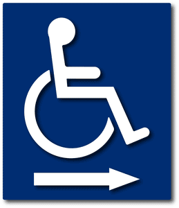 ADA-1167 Wheelchair Symbol of Handicap Accessibility Sign - Direction Arrow - Blue