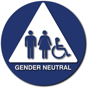 ADA-1170 Gender Neutral Restroom Door ADA Signs in Blue