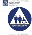 Gender Neutral Restroom Door ADA Signs - 12" x 12" thumbnail