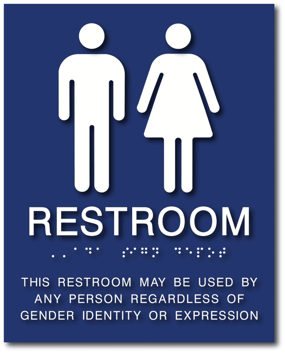 ADA-1172 Gender Neutral Restroom Braille ADA Sign in Blue