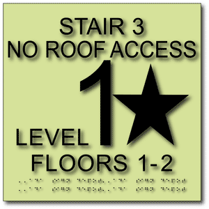 ADA-1174 LaserGlow Stairwell Floor Level Signs - 12" x 12" - Photo-Luminescent - Black