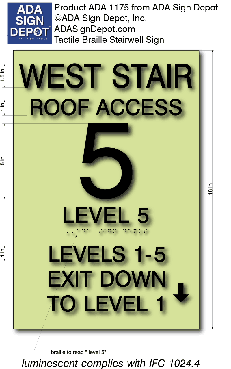 Stairwell Floor Level Signs in LaserGlow Photo-Luminous – ADA Sign Depot
