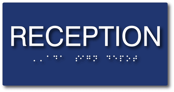Reception ADA Signs - 8" x 4" - Tactile Letters and Grade 2 Domed Braille
