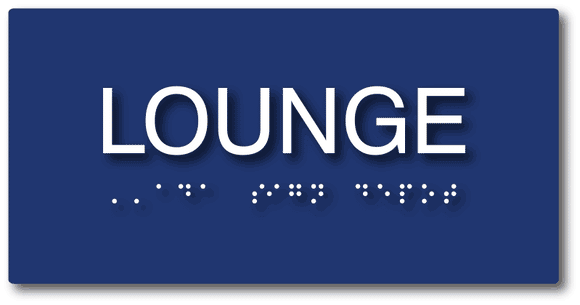 Lounge Room Sign - 8" x 4" - Tactile Letters and Braille