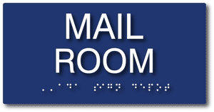 Mail Room Sign - 8" x 4" - ADA Compliant Tactile Braille Mailroom Sign