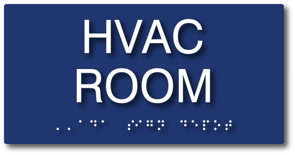 HVAC Room Signs - 8" x 4" - Tactile Letters and Grade 2 Domed Braille