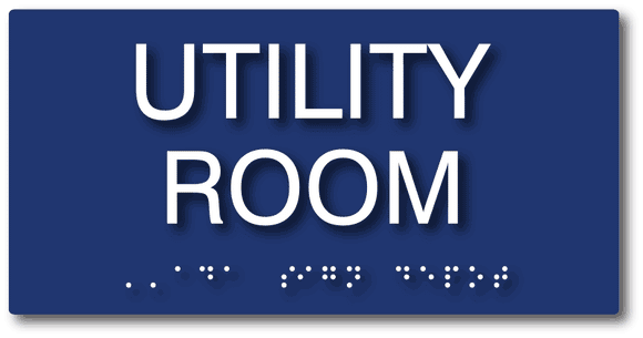 Utility Room ADA Sign - 8" x 4" - Tactile Letters and Grade 2 Braille