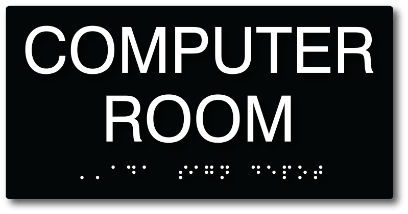 Computer Room Sign - ADA Compliant Tactile Letters and Grade 2 Braille ...